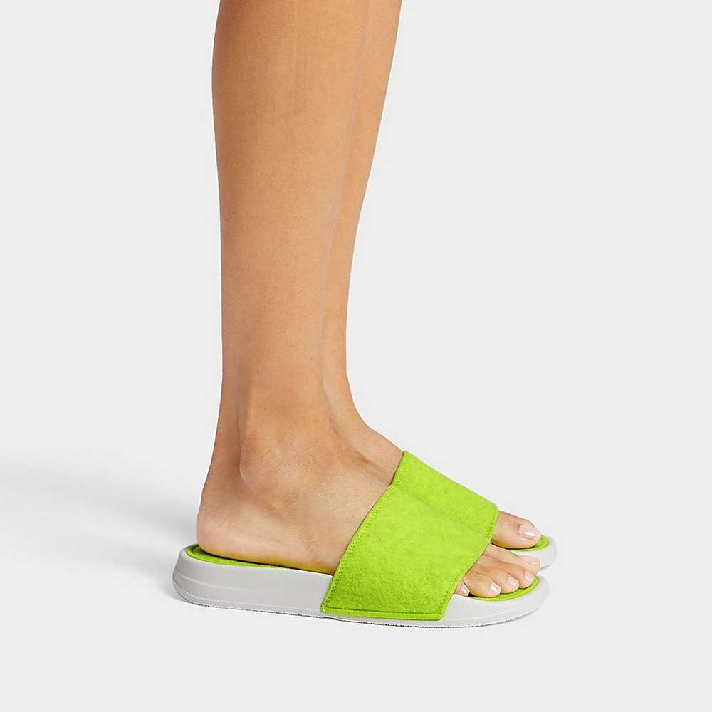 Yellow Women's Fitflop IQUSHION E01 Neon Felt Slides | PM0635789