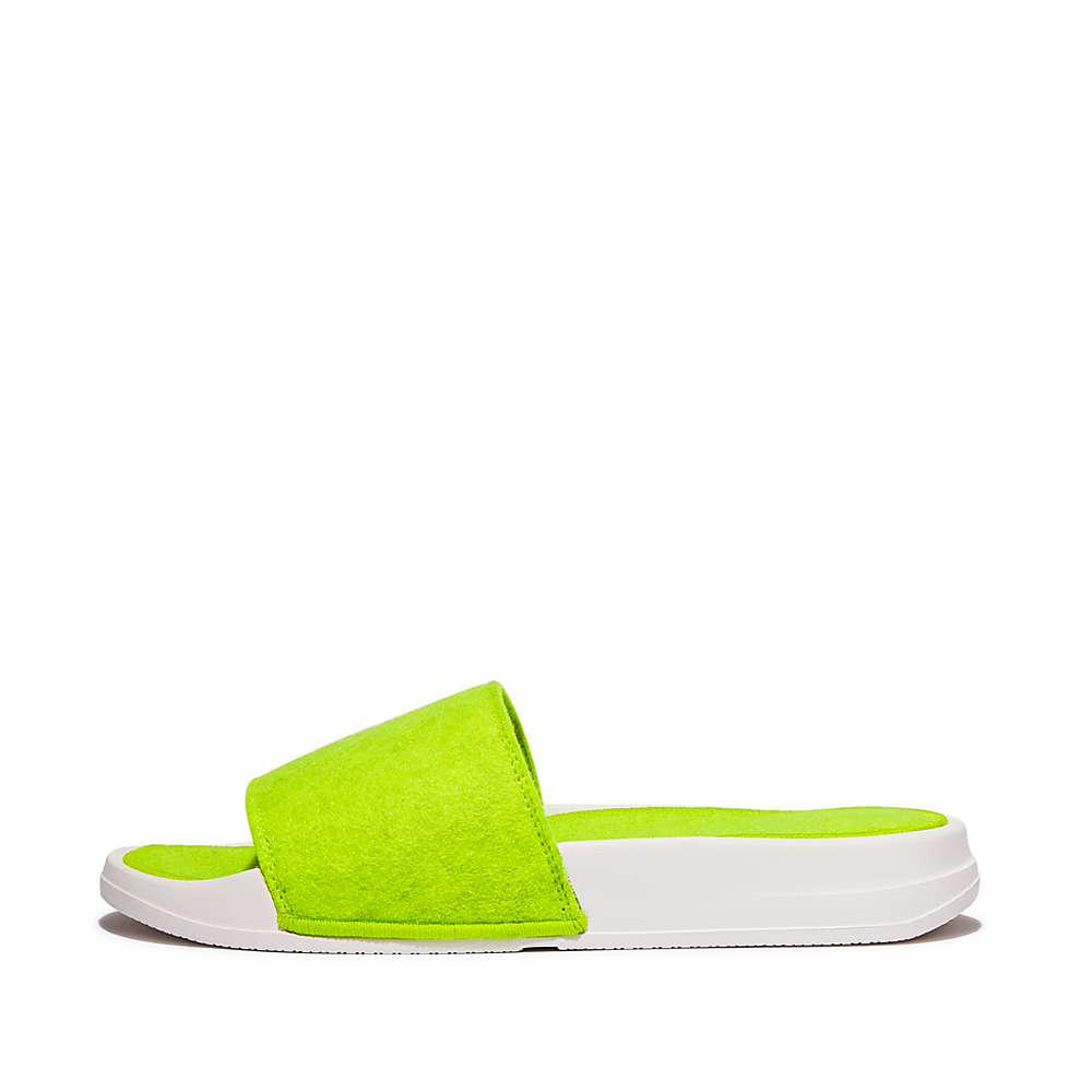 Yellow Women\'s Fitflop IQUSHION E01 Neon Felt Slides | PM0635789