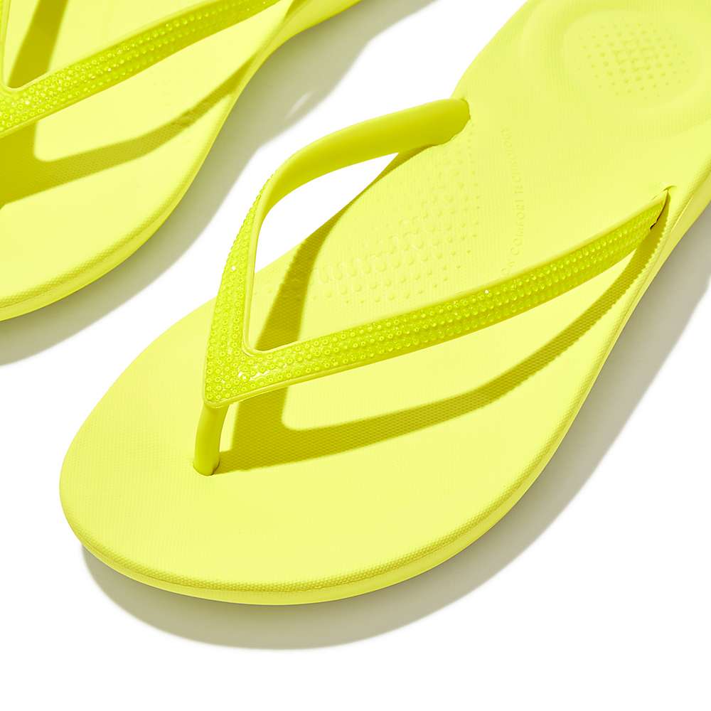 Yellow Women's Fitflop IQUSHION Sparkle Flip Flops | VF3642190