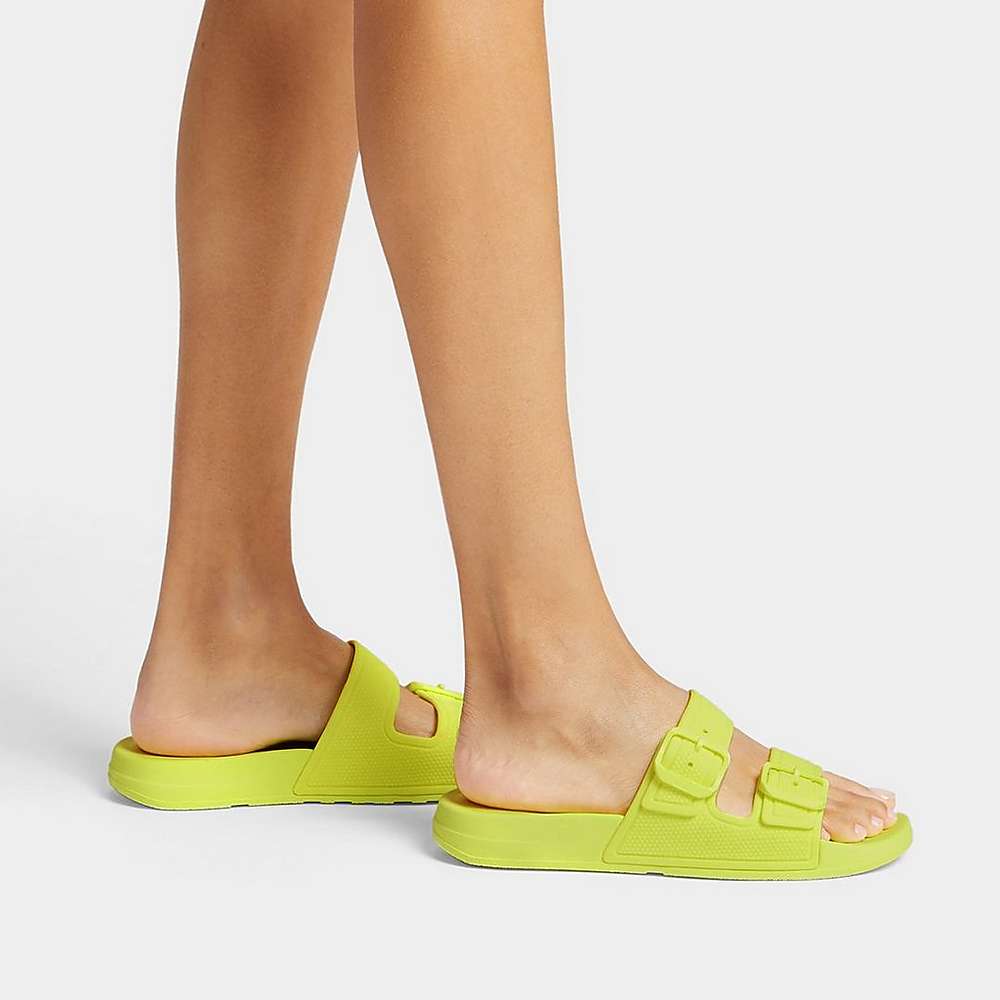 Yellow Women's Fitflop IQUSHION Two-Bar Buckle Slides | ND9203568